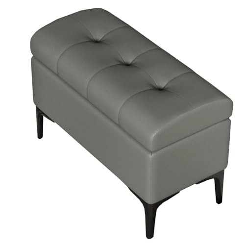 GIZNXBA Sitzhocker Beige Mit Stauraum Moderne Rechteckige Schlafzimmerbank Leder-Bettende Fußhocker Gepolstert Für Den Eingangsbereich Polsterhocker Für Das Wohnzimmer, Sofa(/Gray B,60cm) von GIZNXBA