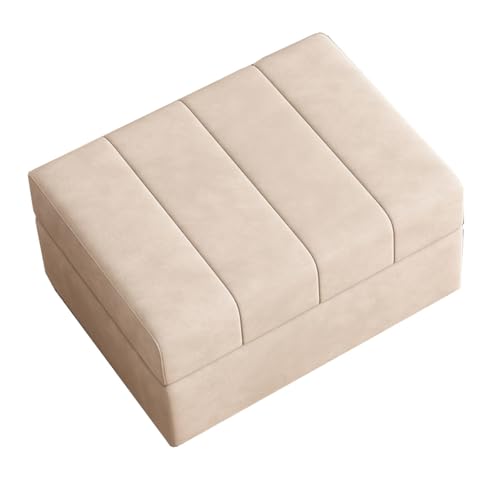 GIZNXBA Sitzhocker Beige Mit Stauraum Samtige Rechteckige Pouf Hocker Mit Beinen Gepolsterter Fußhocker Polsterhocker Aufbewahrungskiste Für Wohnzimmer, Schlafzimmer, Eingangsbereich(Beige,70cm) von GIZNXBA