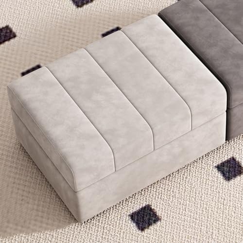 GIZNXBA Sitzhocker Beige Mit Stauraum Samtige Rechteckige Pouf Hocker Mit Beinen Gepolsterter Fußhocker Polsterhocker Aufbewahrungskiste Für Wohnzimmer, Schlafzimmer, Eingangsbereich(Gray A,70cm) von GIZNXBA