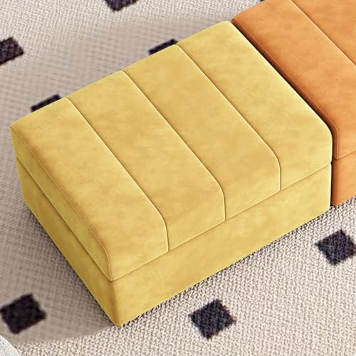 GIZNXBA Sitzhocker Beige Mit Stauraum Samtige Rechteckige Pouf Hocker Mit Beinen Gepolsterter Fußhocker Polsterhocker Aufbewahrungskiste Für Wohnzimmer, Schlafzimmer, Eingangsbereich(Yellow,60cm) von GIZNXBA