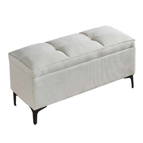 GIZNXBA Sitzhocker Beige Pouf Hocker Fußhocker Für Das Schlafzimmer Polsterhocker Mit Stauraum Bettende Mit Metallbeinen Für Schlafzimmer, Wohnzimmer, Couch(Beige,80cm) von GIZNXBA