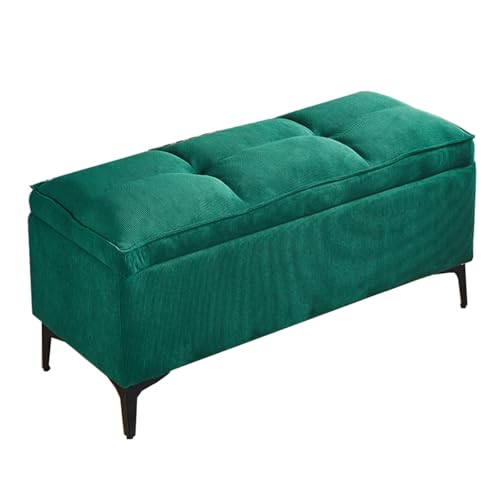 GIZNXBA Sitzhocker Beige Pouf Hocker Fußhocker Für Das Schlafzimmer Polsterhocker Mit Stauraum Bettende Mit Metallbeinen Für Schlafzimmer, Wohnzimmer, Couch(Green A,60cm) von GIZNXBA