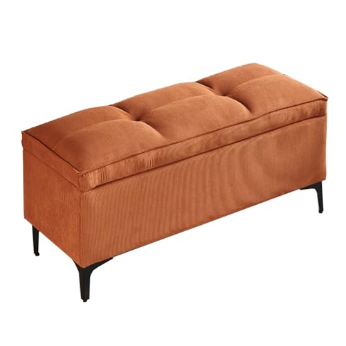 GIZNXBA Sitzhocker Beige Pouf Hocker Fußhocker Für Das Schlafzimmer Polsterhocker Mit Stauraum Bettende Mit Metallbeinen Für Schlafzimmer, Wohnzimmer, Couch(Orange,80cm) von GIZNXBA