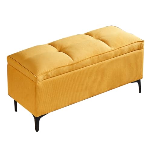 GIZNXBA Sitzhocker Beige Pouf Hocker Fußhocker Für Das Schlafzimmer Polsterhocker Mit Stauraum Bettende Mit Metallbeinen Für Schlafzimmer, Wohnzimmer, Couch(Yellow,40cm) von GIZNXBA