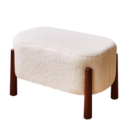 GIZNXBA Sitzhocker Beige Rechteckiger Fußhocker Ottoman Kleiner Fußhocker Gepolstert Für Das Wohnzimmer Pouf Hocker Mit Holzbeinen Kleine Eingangsbank Für Schminktisch(Beige A) von GIZNXBA