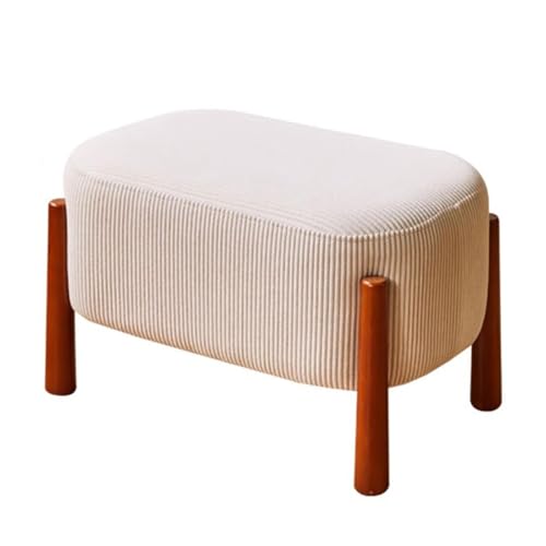 GIZNXBA Sitzhocker Beige Rechteckiger Fußhocker Ottoman Kleiner Fußhocker Gepolstert Für Das Wohnzimmer Pouf Hocker Mit Holzbeinen Kleine Eingangsbank Für Schminktisch(Beige B) von GIZNXBA