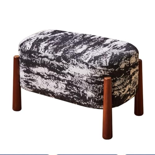 GIZNXBA Sitzhocker Beige Rechteckiger Fußhocker Ottoman Kleiner Fußhocker Gepolstert Für Das Wohnzimmer Pouf Hocker Mit Holzbeinen Kleine Eingangsbank Für Schminktisch(Black) von GIZNXBA