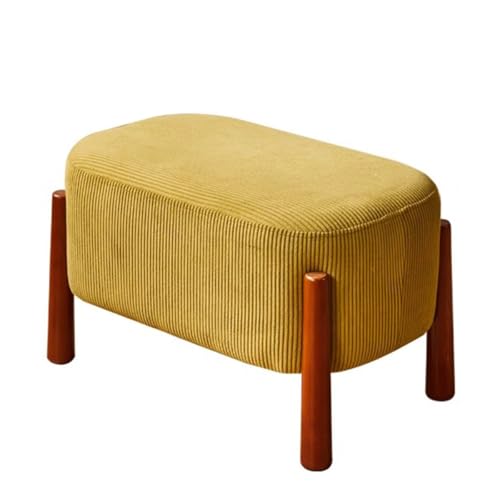 GIZNXBA Sitzhocker Beige Rechteckiger Fußhocker Ottoman Kleiner Fußhocker Gepolstert Für Das Wohnzimmer Pouf Hocker Mit Holzbeinen Kleine Eingangsbank Für Schminktisch(Yellow) von GIZNXBA
