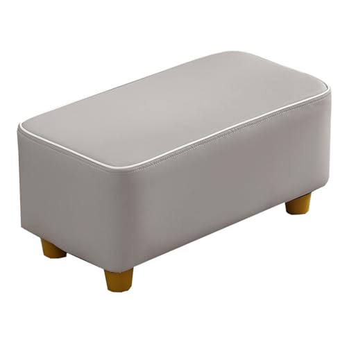 GIZNXBA Sitzhocker Beige Rechteckiger Kleiner Fußhocker Gepolstert Ottomane Aus Leder Polsterhocker Mit Beinen Schuhbank Für Couch, Wohnzimmer, Schlafzimmer, Küche, Eingangsbereich(Grey) von GIZNXBA