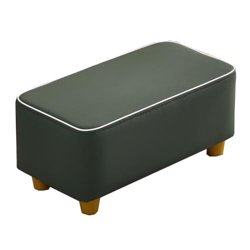 GIZNXBA Sitzhocker Beige Rechteckiger Kleiner Fußhocker Gepolstert Ottomane Aus Leder Polsterhocker Mit Beinen Schuhbank Für Couch, Wohnzimmer, Schlafzimmer, Küche, Eingangsbereich(Groen) von GIZNXBA