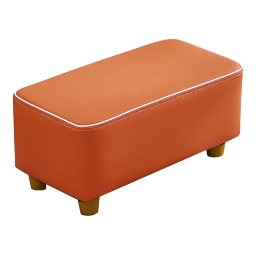 GIZNXBA Sitzhocker Beige Rechteckiger Kleiner Fußhocker Gepolstert Ottomane Aus Leder Polsterhocker Mit Beinen Schuhbank Für Couch, Wohnzimmer, Schlafzimmer, Küche, Eingangsbereich(Orange) von GIZNXBA