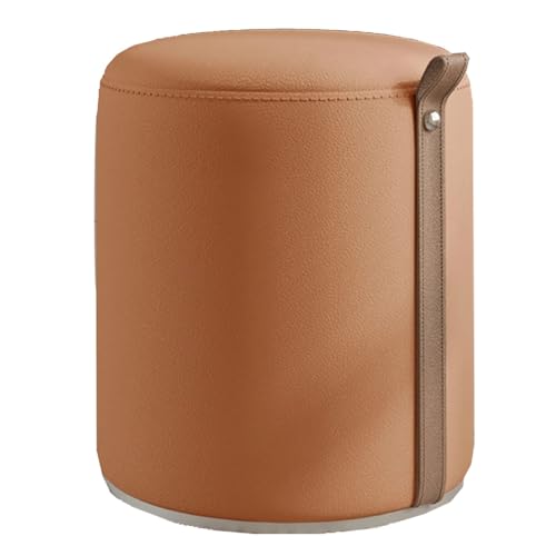 GIZNXBA Sitzhocker Beige Runde Ottomane Fußstütze Gepolsterte Pouf Hocker Rund Für Sofa 360° Drehbar Weich Gepolsterter Vanity Stuhl Fußhocker Für Wohnzimmer, Schlafzimmer(Orange) von GIZNXBA