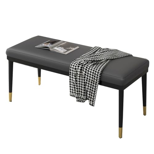 GIZNXBA Sitzhocker Grau Fußhocker Gepolstert Leder Fußstütze Hocker Für Eingang, Polsterhocker Ende des Bettes Bank Esszimmer Hocker Mit Metallbeinen Für Wohnzimmer(/Gray A) von GIZNXBA