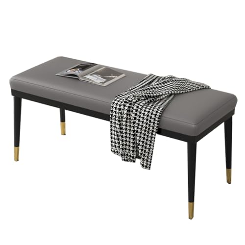 GIZNXBA Sitzhocker Grau Fußhocker Gepolstert Leder Fußstütze Hocker Für Eingang, Polsterhocker Ende des Bettes Bank Esszimmer Hocker Mit Metallbeinen Für Wohnzimmer(/Gray B) von GIZNXBA