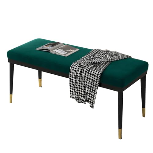 GIZNXBA Sitzhocker Grau Fußhocker Gepolstert Leder Fußstütze Hocker Für Eingang, Polsterhocker Ende des Bettes Bank Esszimmer Hocker Mit Metallbeinen Für Wohnzimmer(/Green) von GIZNXBA
