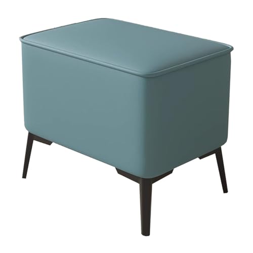 GIZNXBA Sitzhocker Grau Kleiner Fußhocker Gepolstert Für Das Wohnzimmer Rechteckige Pouf Hocker Für Die Couch Leder-Pouf-Ottomane Moderne Gepolsterte Sofa-Schuhbank Für Das Wohnzimmer(Blauw,38cm) von GIZNXBA