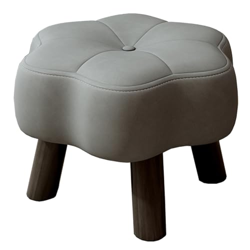 GIZNXBA Sitzhocker Grau Kleiner Fußhocker Gepolstert Pouf Hocker Aus Leder In Blumenform Als Fußstütze Für Das Sofa Stapelbarer Polsterhocker Mit Holzbeinen Für Den Wohnzimmer(/Dark Gray) von GIZNXBA