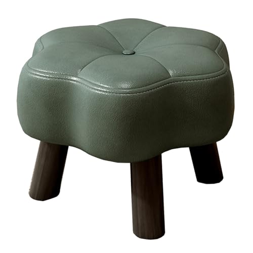GIZNXBA Sitzhocker Grau Kleiner Fußhocker Gepolstert Pouf Hocker Aus Leder In Blumenform Als Fußstütze Für Das Sofa Stapelbarer Polsterhocker Mit Holzbeinen Für Den Wohnzimmer(/Green) von GIZNXBA