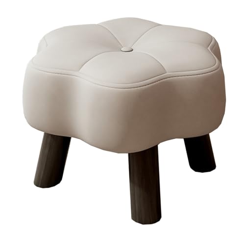 GIZNXBA Sitzhocker Grau Kleiner Fußhocker Gepolstert Pouf Hocker Aus Leder In Blumenform Als Fußstütze Für Das Sofa Stapelbarer Polsterhocker Mit Holzbeinen Für Den Wohnzimmer(/Light Gray) von GIZNXBA