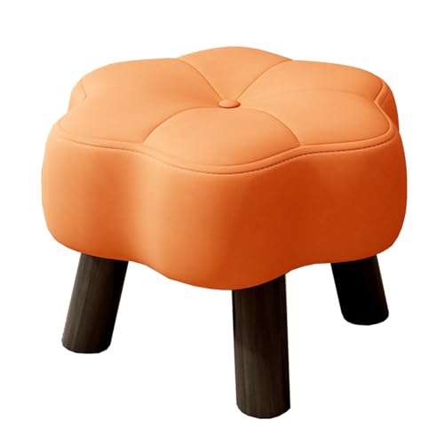 GIZNXBA Sitzhocker Grau Kleiner Fußhocker Gepolstert Pouf Hocker Aus Leder In Blumenform Als Fußstütze Für Das Sofa Stapelbarer Polsterhocker Mit Holzbeinen Für Den Wohnzimmer(/Orange) von GIZNXBA