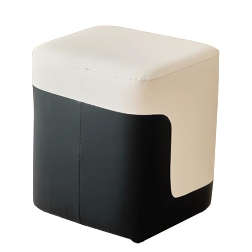GIZNXBA Sitzhocker Grau Kleiner Fußhocker Gepolstert Rechteckige Pouf Hocker Für Die Couch Moderner Lederhocker Für Wohnzimmer Und Flur Mit Bequemem Sitz Fußhocker Für Das Schlafzimmer(Black) von GIZNXBA
