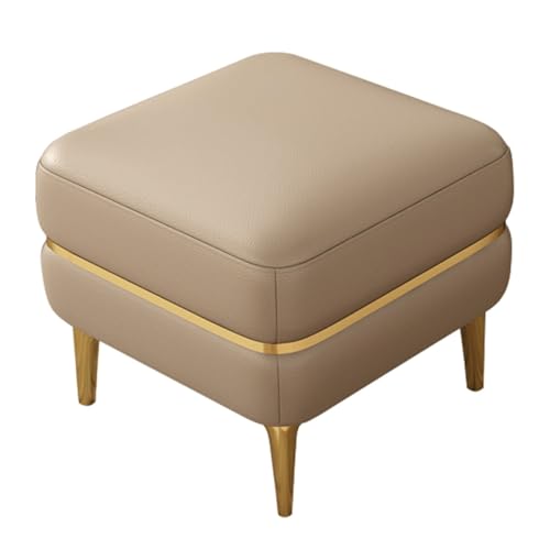 GIZNXBA Sitzhocker Grau Mit Metallbeinen, Kleiner Fußhocker Gepolstert Ottomane Bank Für Schlafzimmer, Kurze Schuhwechsel Hocker Für Küche, Esszimmer Bank Mit Gepolstertem Sitz(/Khaki) von GIZNXBA