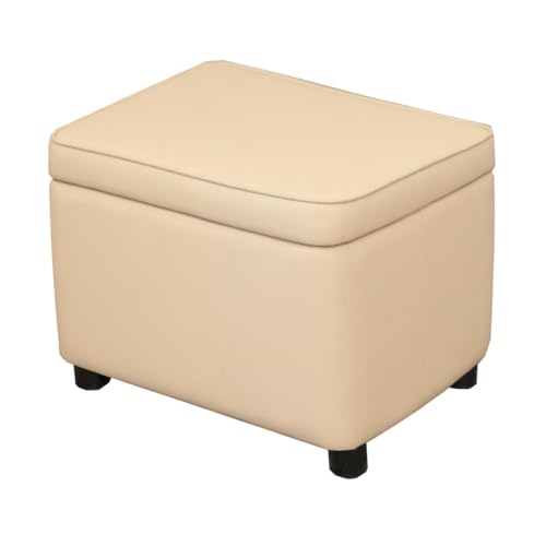 GIZNXBA Sitzhocker Grau Pouf Hocker Mit Stauraum Aufbewahrungs-Ottoman-Bank Für Das Schlafzimmer Bettende Aus Leder Gepolsterte Schuhablage Für Den Eingangsbereich, Wohnzimmer(Beige,40cm) von GIZNXBA