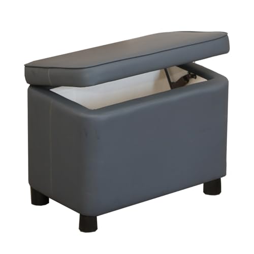 GIZNXBA Sitzhocker Grau Pouf Hocker Mit Stauraum Aufbewahrungs-Ottoman-Bank Für Das Schlafzimmer Bettende Aus Leder Gepolsterte Schuhablage Für Den Eingangsbereich, Wohnzimmer(Navy Blue,80cm) von GIZNXBA