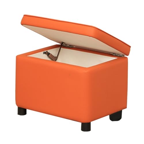 GIZNXBA Sitzhocker Grau Pouf Hocker Mit Stauraum Aufbewahrungs-Ottoman-Bank Für Das Schlafzimmer Bettende Aus Leder Gepolsterte Schuhablage Für Den Eingangsbereich, Wohnzimmer(Orange,50cm) von GIZNXBA
