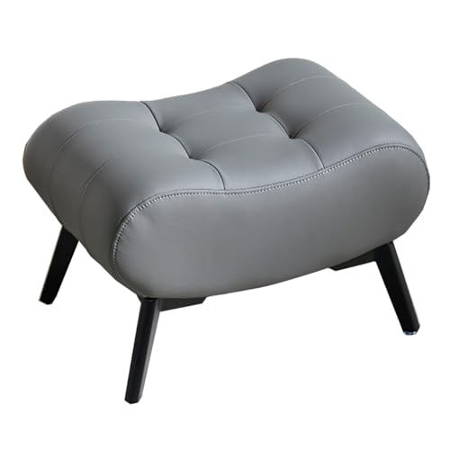 GIZNXBA Sitzhocker Grau Rechteckiger Pouf Hocker Mit Metallbeinen Leder Kleiner Fußhocker Gepolstert Stapelbarer Schuhhocker Für Eingangsbereich, Büro, Schlafzimmer, Kleiderschrank(Grey,47CM) von GIZNXBA