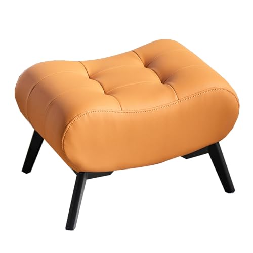 GIZNXBA Sitzhocker Grau Rechteckiger Pouf Hocker Mit Metallbeinen Leder Kleiner Fußhocker Gepolstert Stapelbarer Schuhhocker Für Eingangsbereich, Büro, Schlafzimmer, Kleiderschrank(Orange,47CM) von GIZNXBA