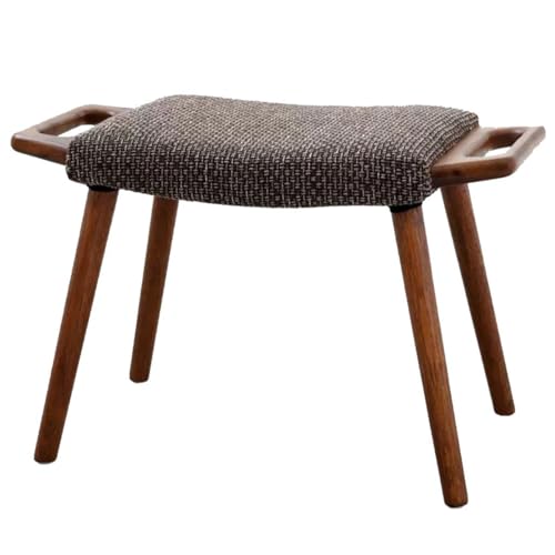 GIZNXBA Sitzhocker Holz Ottomane Aus Leinen Fußhocker Gepolstert Mit Holzbeinen Gepolsterter Hockersitz Kleine Ottomane Sessel Für Wohnzimmer, Büro, Küche, Schlafzimmer, Sofa(Bruin,A) von GIZNXBA