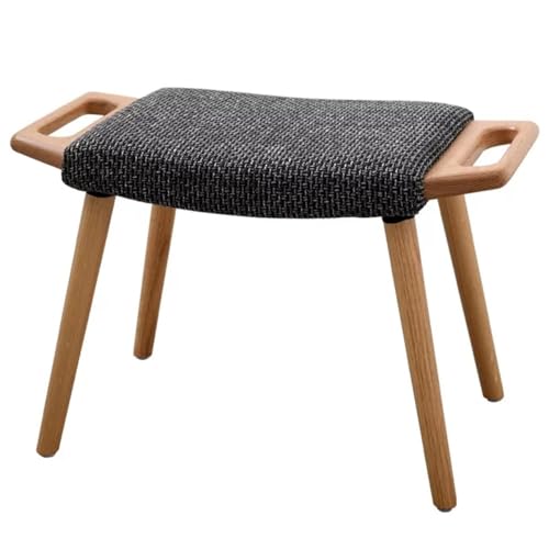 GIZNXBA Sitzhocker Holz Ottomane Aus Leinen Fußhocker Gepolstert Mit Holzbeinen Gepolsterter Hockersitz Kleine Ottomane Sessel Für Wohnzimmer, Büro, Küche, Schlafzimmer, Sofa(Grey,B) von GIZNXBA
