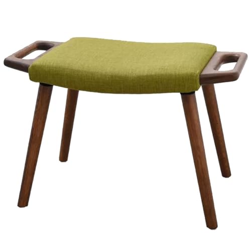 GIZNXBA Sitzhocker Holz Ottomane Aus Leinen Fußhocker Gepolstert Mit Holzbeinen Gepolsterter Hockersitz Kleine Ottomane Sessel Für Wohnzimmer, Büro, Küche, Schlafzimmer, Sofa(Groen,A) von GIZNXBA