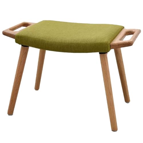 GIZNXBA Sitzhocker Holz Ottomane Aus Leinen Fußhocker Gepolstert Mit Holzbeinen Gepolsterter Hockersitz Kleine Ottomane Sessel Für Wohnzimmer, Büro, Küche, Schlafzimmer, Sofa(Groen,B) von GIZNXBA