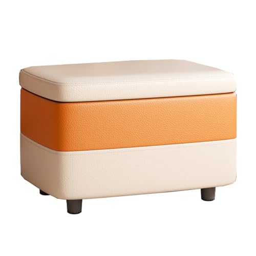 GIZNXBA Sitzhocker Mit Stauraum Für Das Wohnzimmer Kleiner Fußhocker Gepolstert Für Den Eingangsbereich Pouf Hocker Mit Stauraum Schuhhocker Mit Holzbeinen Für Das Schlafzimmer(Beige A) von GIZNXBA