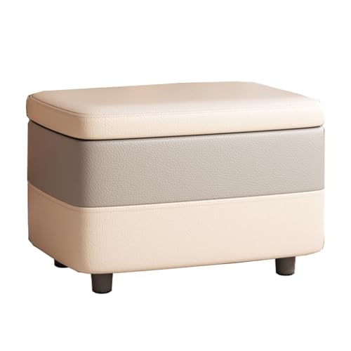 GIZNXBA Sitzhocker Mit Stauraum Für Das Wohnzimmer Kleiner Fußhocker Gepolstert Für Den Eingangsbereich Pouf Hocker Mit Stauraum Schuhhocker Mit Holzbeinen Für Das Schlafzimmer(Beige B) von GIZNXBA