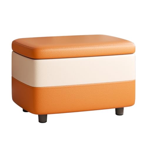 GIZNXBA Sitzhocker Mit Stauraum Für Das Wohnzimmer Kleiner Fußhocker Gepolstert Für Den Eingangsbereich Pouf Hocker Mit Stauraum Schuhhocker Mit Holzbeinen Für Das Schlafzimmer(Orange) von GIZNXBA