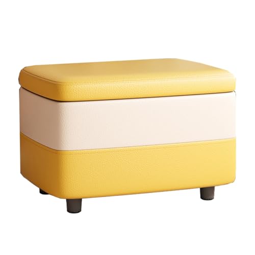 GIZNXBA Sitzhocker Mit Stauraum Für Das Wohnzimmer Kleiner Fußhocker Gepolstert Für Den Eingangsbereich Pouf Hocker Mit Stauraum Schuhhocker Mit Holzbeinen Für Das Schlafzimmer(Yellow) von GIZNXBA