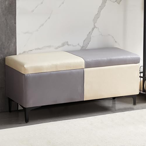 GIZNXBA Sitzhocker Mit Stauraum Gepolsterte Ottomane Für Den Eingangsbereich Rechteckiger Fußhocker Fußende des Bettes Mit Metallbeinen Für Das Wohnzimmer(/Gray A,40cm) von GIZNXBA
