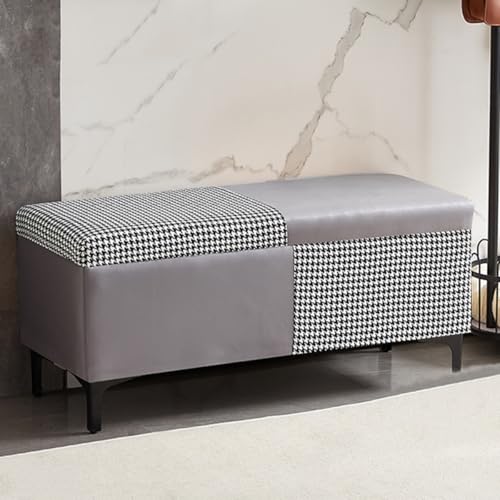 GIZNXBA Sitzhocker Mit Stauraum Gepolsterte Ottomane Für Den Eingangsbereich Rechteckiger Fußhocker Fußende des Bettes Mit Metallbeinen Für Das Wohnzimmer(/Gray B,80cm) von GIZNXBA