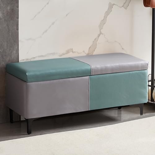GIZNXBA Sitzhocker Mit Stauraum Gepolsterte Ottomane Für Den Eingangsbereich Rechteckiger Fußhocker Fußende des Bettes Mit Metallbeinen Für Das Wohnzimmer(/Green B,80cm) von GIZNXBA