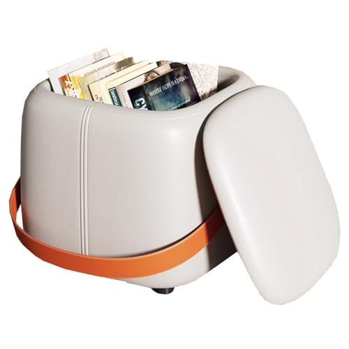 GIZNXBA Sitzhocker Mit Stauraum Kleiner Fußhocker Gepolstert Mit Deckel Fußhocker Für Das Schlafzimmer Pouf Hocker Mit Stauraum Stapelbare Schuhbank Für Das Wohnzimmer(Grey,A) von GIZNXBA