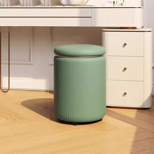GIZNXBA Sitzhocker Mit Stauraum Ottomane Aus Leder Gepolsterter Fußhocker Fußstütze Für Sofa Moderner Schminkstuhl Für Wohnzimmer, Schlafzimmer, Flur, Eingangsbereich(Groen) von GIZNXBA