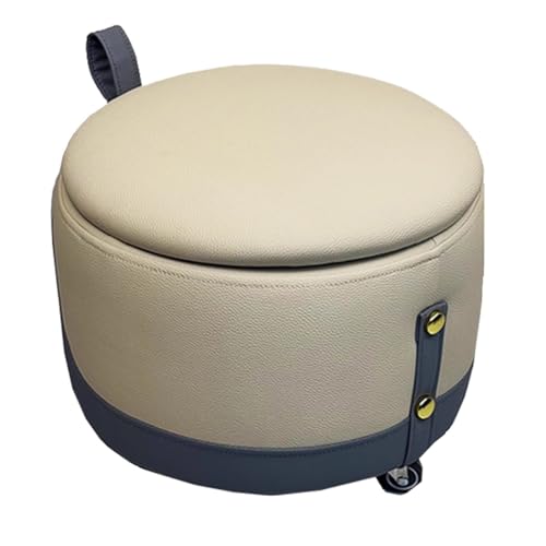GIZNXBA Sitzhocker Rund Mit Stauraum 360° Drehbare Pouf Hocker Rund Für Die Couch, Gepolstert Mit Leder Kleiner Fußhocker Gepolstert Mit Deckel Für Wohnzimmer, Schlafzimmer(Blauw,30cm) von GIZNXBA