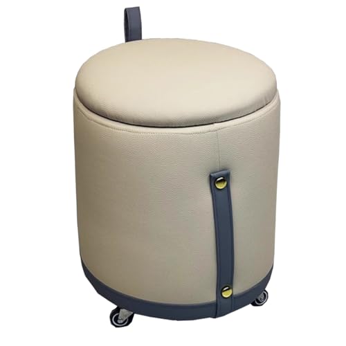 GIZNXBA Sitzhocker Rund Mit Stauraum 360° Drehbare Pouf Hocker Rund Für Die Couch, Gepolstert Mit Leder Kleiner Fußhocker Gepolstert Mit Deckel Für Wohnzimmer, Schlafzimmer(Blauw,45cm) von GIZNXBA