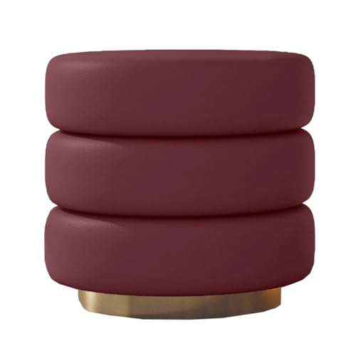 GIZNXBA Sitzhocker Rund Pouf Hocker Aus Gepolstertem Leder Für Das Wohnzimmer Ottoman-Fußstütze Für Die Couch Kleiner Tritthocker Pouf-Fußhocker Frisierstuhl Für Den Eingangsbereich(Style 2) von GIZNXBA