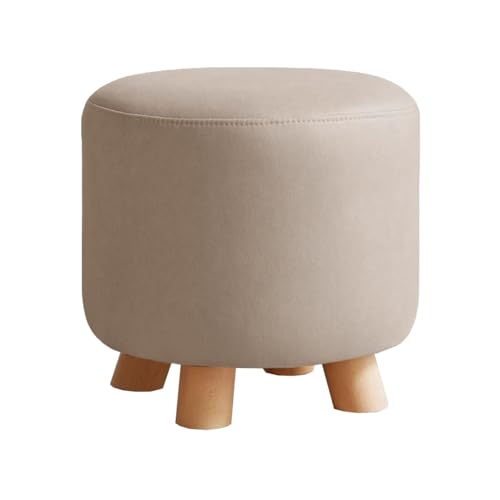 GIZNXBA Sitzhocker Rund Pouf Hocker Gepolsterte Fußstütze Für Das Wohnzimmer Fußhocker Für Das Sofa Stapelbare Schuhbank Polsterhocker Für Schlafzimmer, Büro, Schminkzimmer(Beige) von GIZNXBA