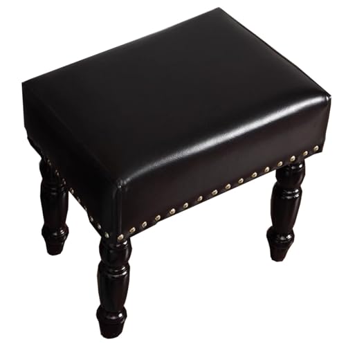 GIZNXBA Sitzhocker Schwarz Kleiner Fußhocker Gepolstert Rechteckige Fußstütze Für Couch Pouf Hocker Für Sofa Mit Holzbeinen Schminkstuhl Für Wohnzimmer, Schlafzimmer, Eingangsbereich(45cm) von GIZNXBA