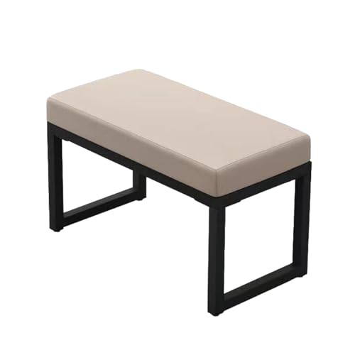 GIZNXBA Sitzhocker Schwarz Modernes Fußhocker Gepolstert Schlafzimmer Bank, Ende des Bettes Polsterhocker Mit Schwarzem Metallrahmen Für Wohnzimmer Innen Fußstütze Ottomane Für Couch(/Beige,60cm) von GIZNXBA